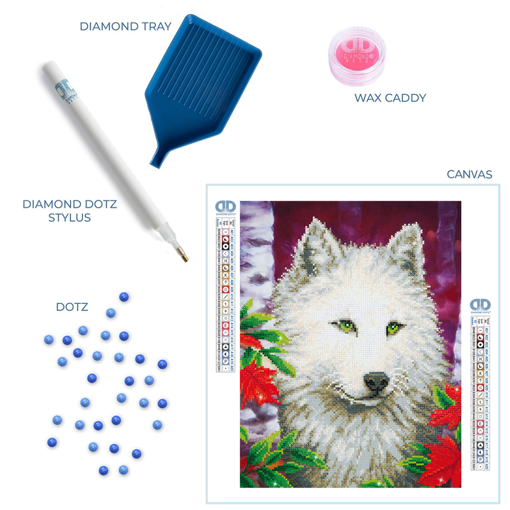 Diamond Dotz White Wolf - 18 x 14 in
