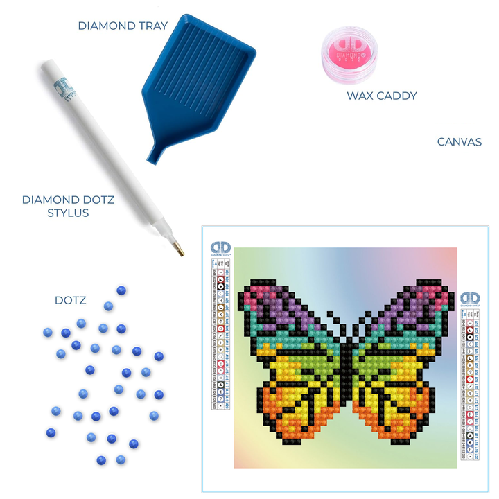 Diamond Dotz Rainbow Butterfly - Includes Frame - 9.5 x 9.5 in