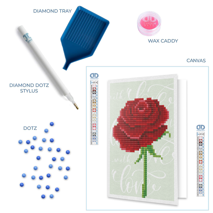 Diamond Dotz Love Rose - Diamond Painting Greeting Card