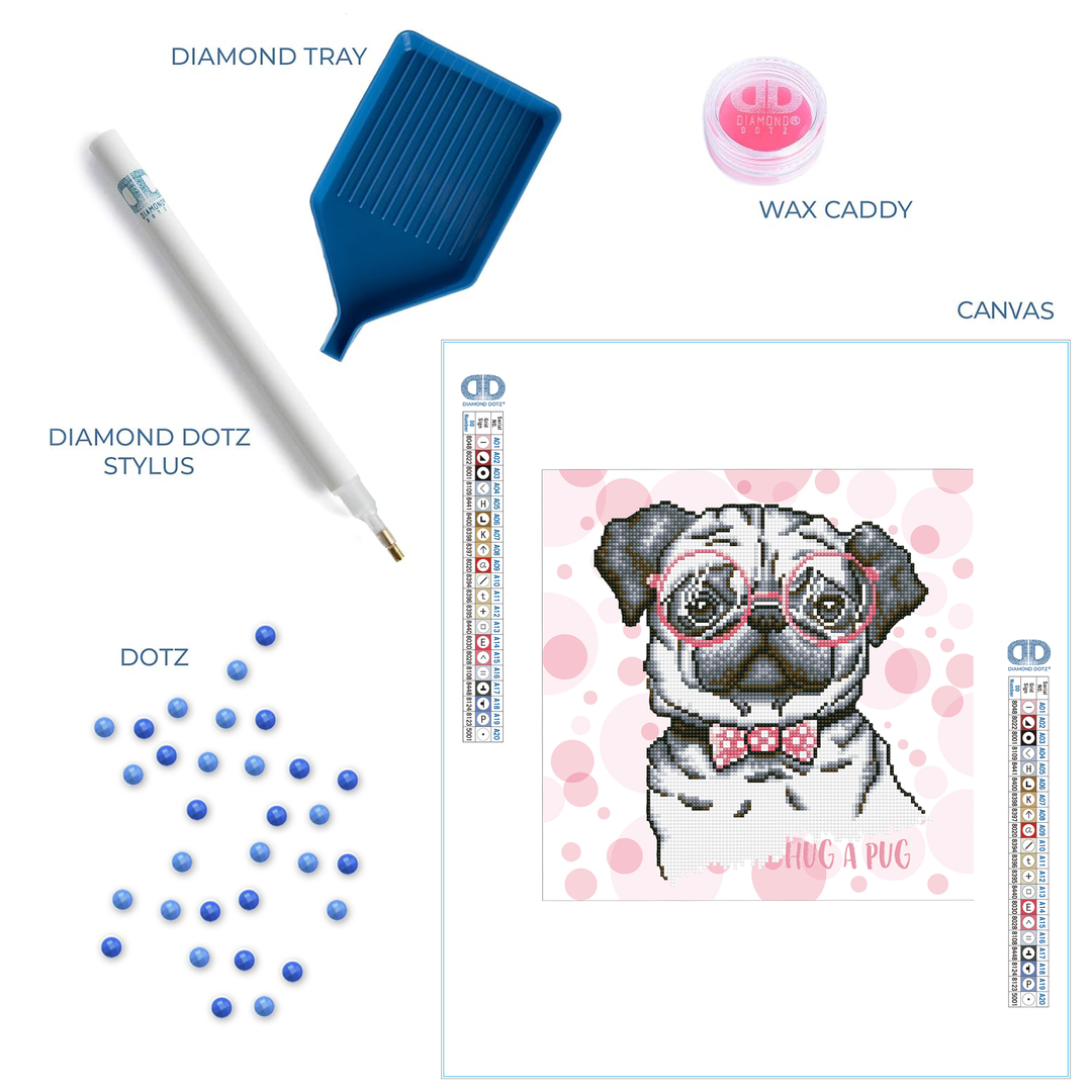 Diamond Dotz Hug A Pug with Frame - 16 x 12 in
