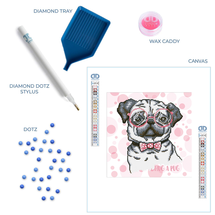 Diamond Dotz Hug A Pug with Frame - 16 x 12 in