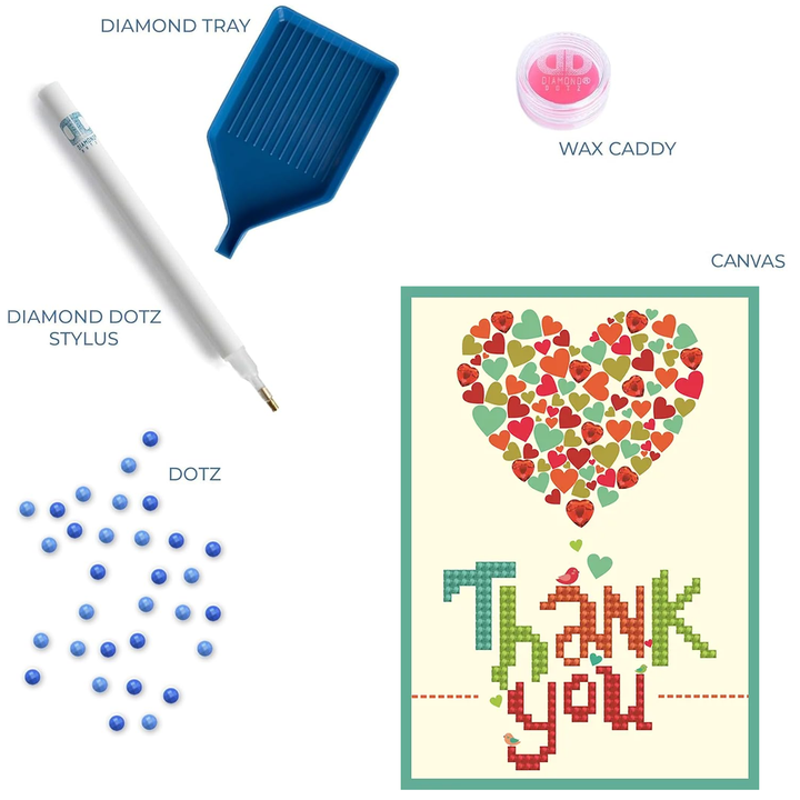 Diamond Dotz Thank You Heart - Diamond Painting Greeting Card