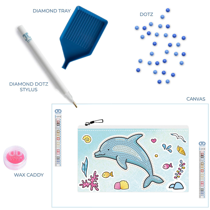 Diamond Dotz Dolphin Party Zipper Pouch - 5.51 x 8.46 in