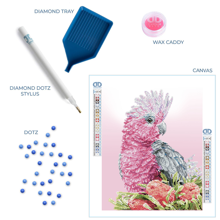 Diamond Dotz Pink Galah & Banksias - 16.14 x 20.08 in