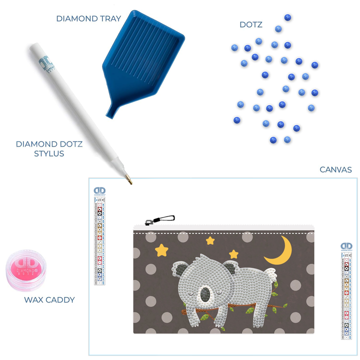 Diamond Dotz Sleepy Time Koala Zipper Pouch - 5.51 x 8.46 in