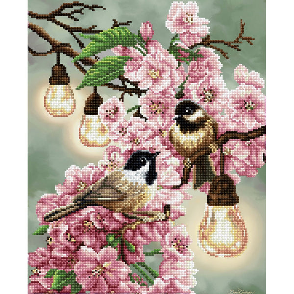Cherry Blossoms & Chickadees | Diamond Painting Kits Floral