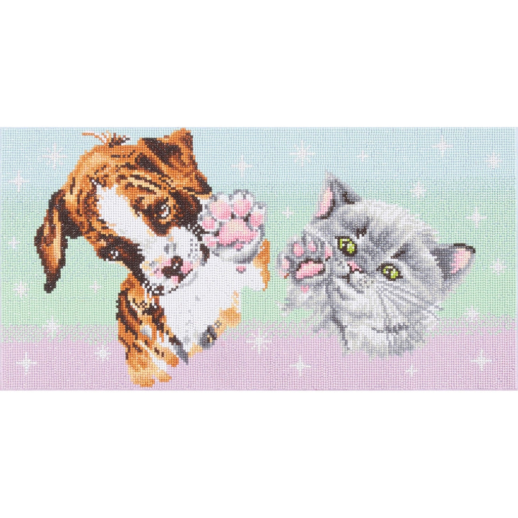 Dog and Cat High Five | Diamond Painting Kits Cats | Diamond Dotz