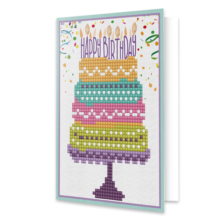 Diamond Dotz Happy Birthday Cake - Diamond Painting Greeting Card