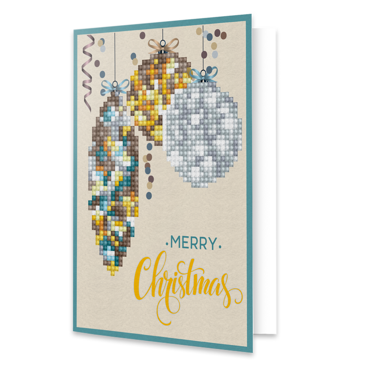Diamond Dotz Merry Christmas Baubles Antique - Diamond Painting Greeting Card