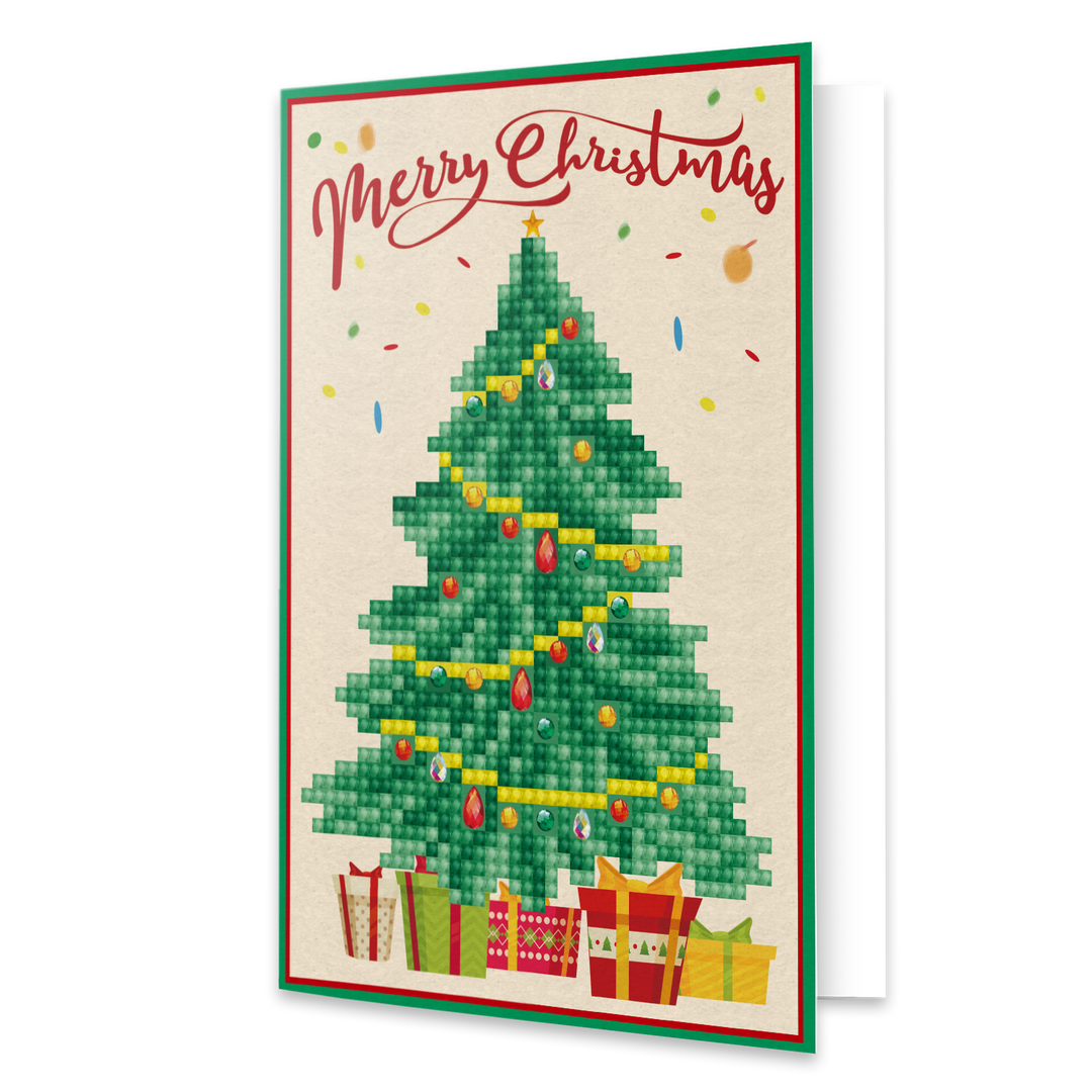 Diamond Dotz Merry Christmas Tree Greeting Card - 5.0" x 7.0"