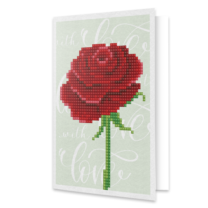 Diamond Dotz Love Rose - Diamond Painting Greeting Card