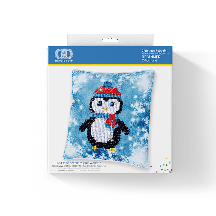 Diamond Dotz Christmas Penguin Pillow - 7 x 7 in