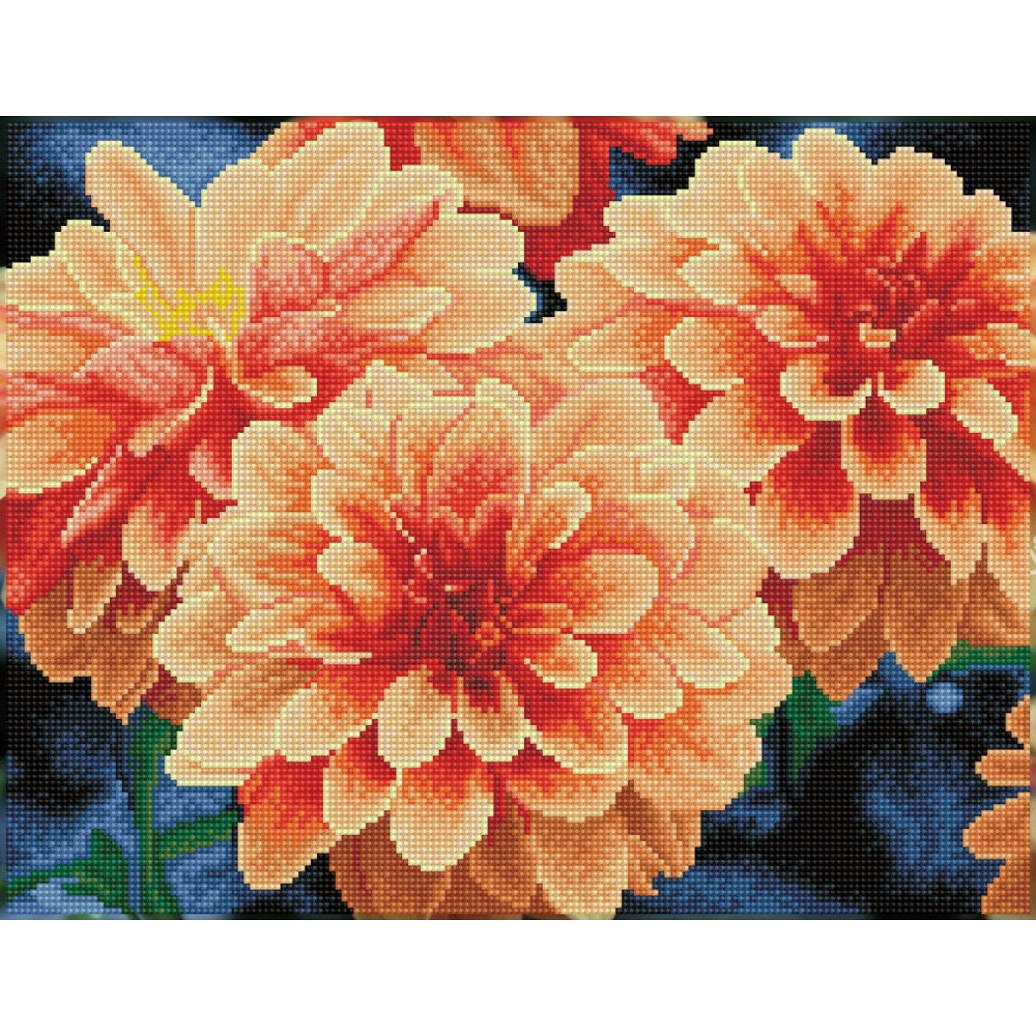 Peach Dahlias | Diamond Painting Kits Floral | Diamond Dotz