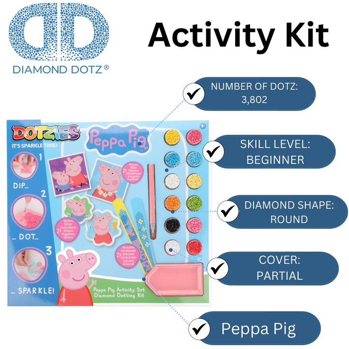 Diamond Dotz Peppa Pig Activity Set - Beginner Kit with Stickers & Bracelets