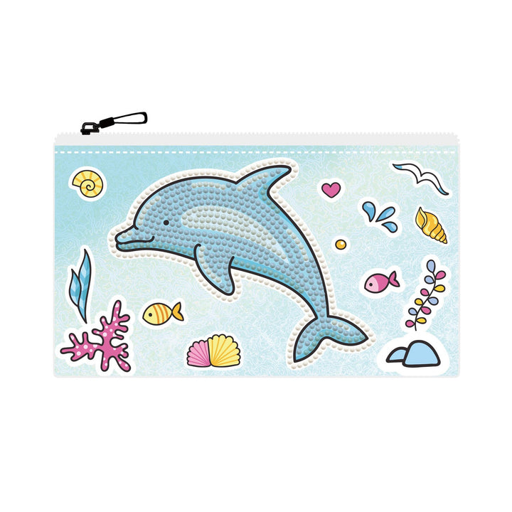 Diamond Dotz Dolphin Party Zipper Pouch - 5.51 x 8.46 in
