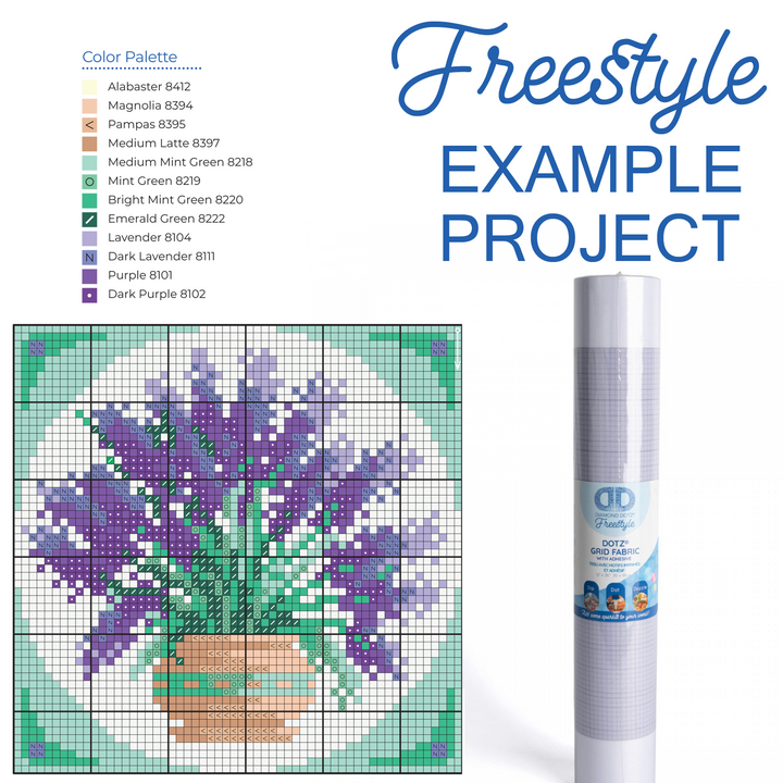Diamond Dotz Fabric Roll - Grid With Adhesive 12 x 36 in