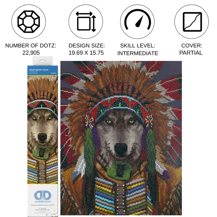 Diamond Dotz Wolf Spirit Chief - 15.75 x 19.69 in