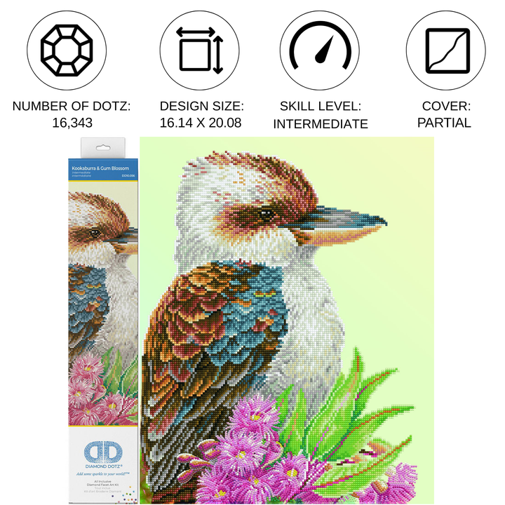 Diamond Dotz Kookaburra & Gum Blossom - 16.14 x 20.08 in