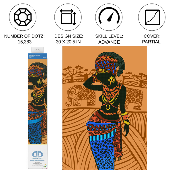 Zariocy Kit Diamond Painting 5D Africano Americano Con Piume - Tela 30x40 Cm Fai Da Te - 3