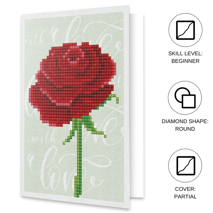 Diamond Dotz Love Rose - Diamond Painting Greeting Card