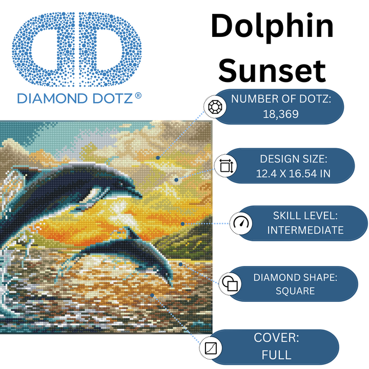 Diamond Dotz Dolphin Sunset - 12.4 x 16.54 in