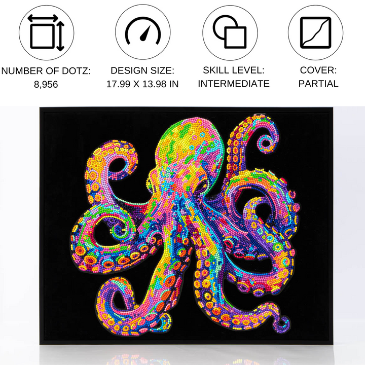 Diamond Dotz Neon Flock Octopus - 18.0" x 14.0"