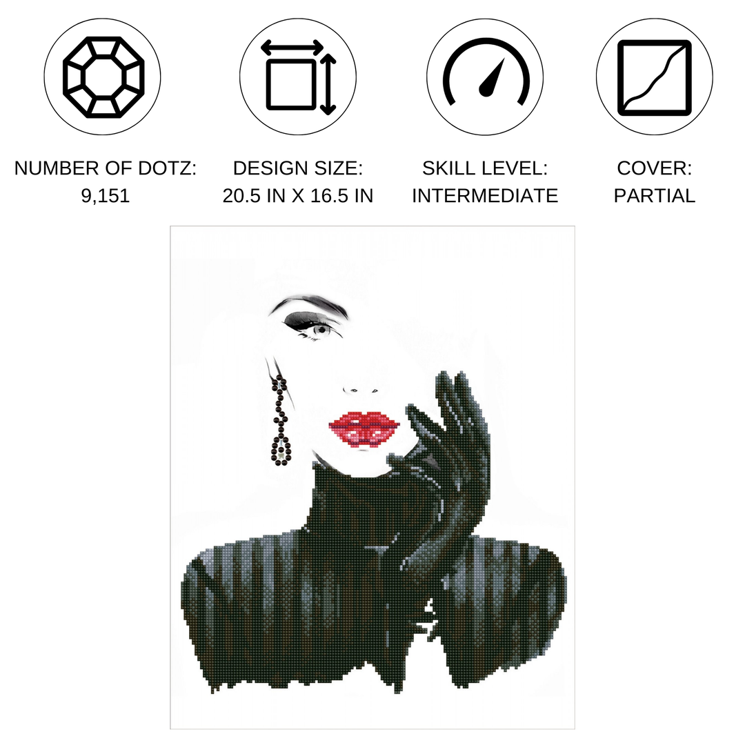Diamond Dotz Lady in Black - 20.5 x 16.5 in