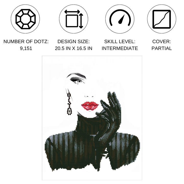 Diamond Dotz Lady in Black - 20.5 x 16.5 in