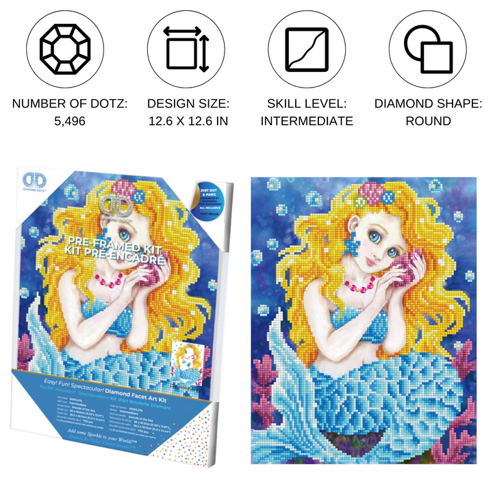 Diamond Dotz Sounds of the Sea with frame - 12.6 x 12.6 in