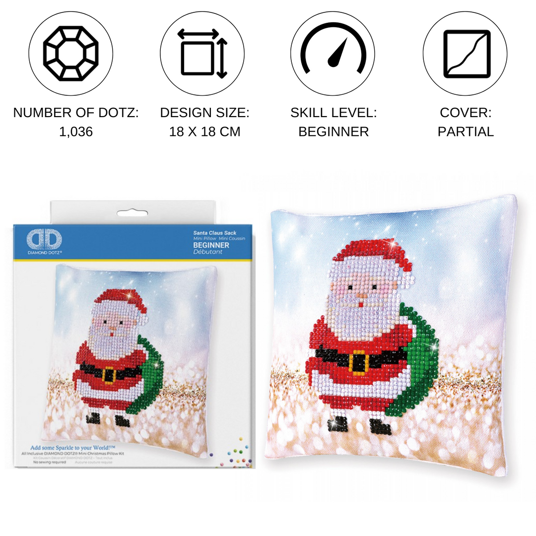 Diamond Dotz Santa Claus Sack Pillow - 7 x 7 in