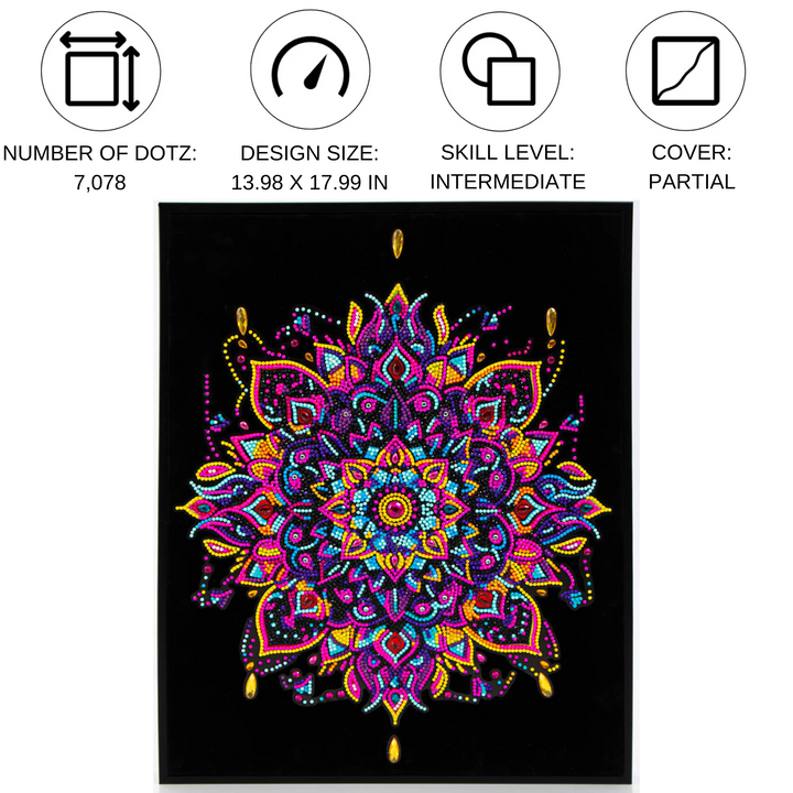 Diamond Dotz Neon Flock Mandala - 14.0" x 18.0"