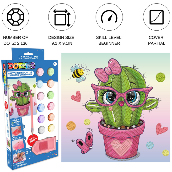 Diamond Dotz Pretty in Pink Cactus - 9.1 x 9.1 in
