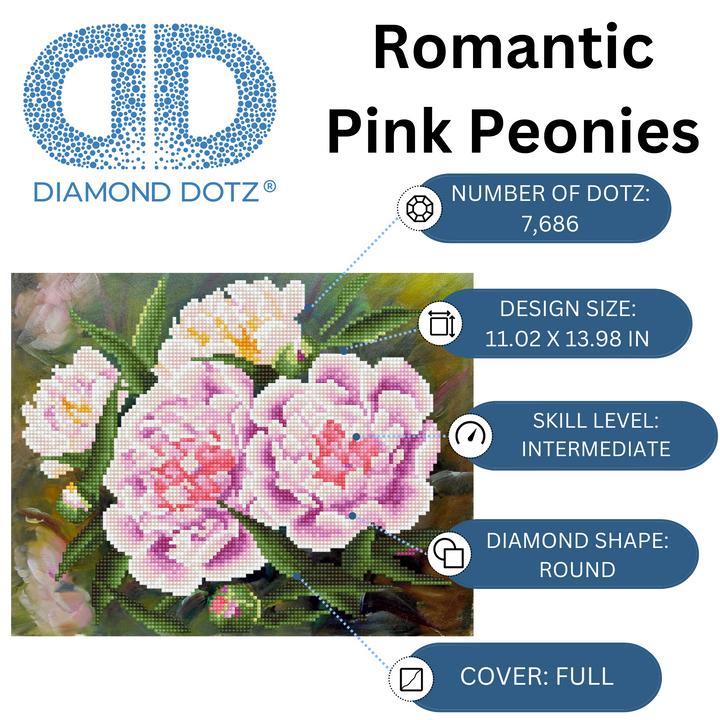 Diamond Dotz Romantic Pink Peonies - 6.3 x 6.3 in