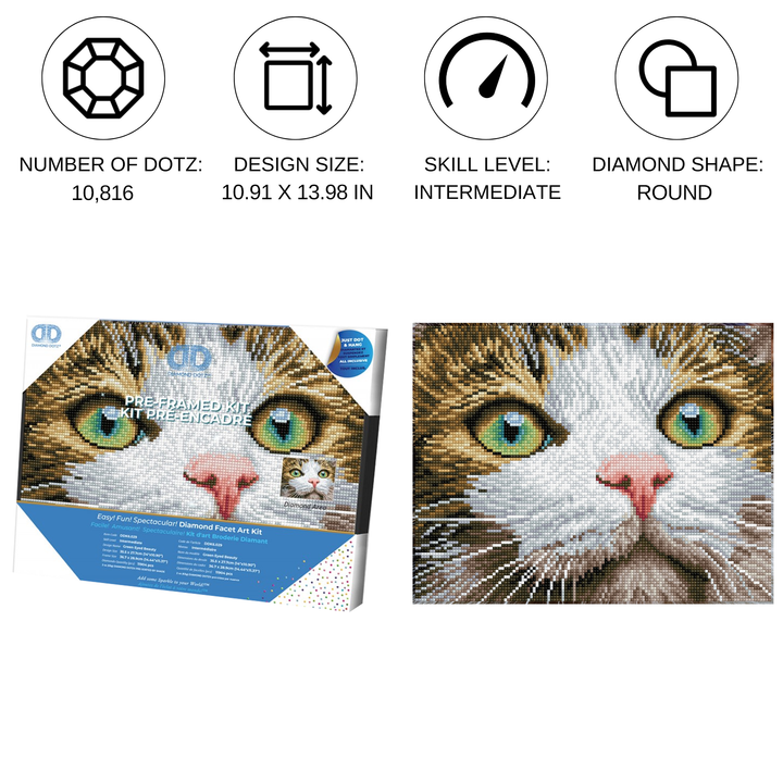 Diamond Dotz Green Eyed Beauty with Frame - 11.81 x 11.81 in
