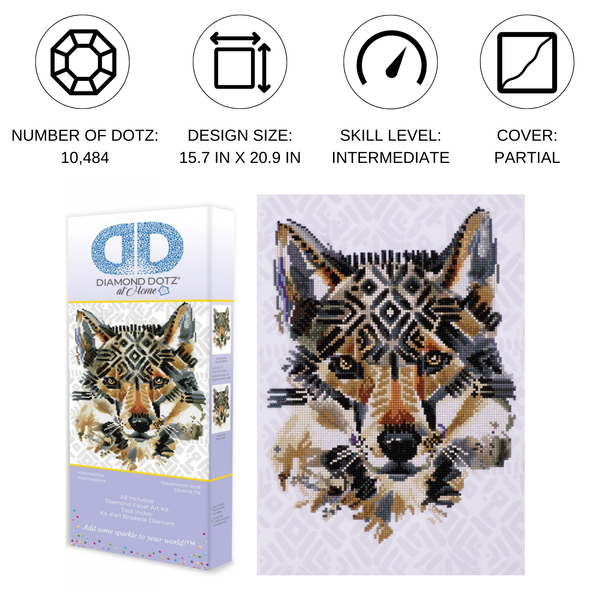Dreamtime Wolf | Diamond Painting Kits Wolf | Diamond Dotz