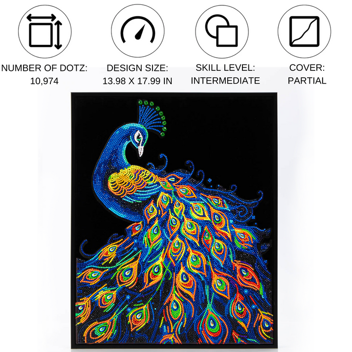 Diamond Dotz Neon Flock Peacock - 14.0" x 18.0"
