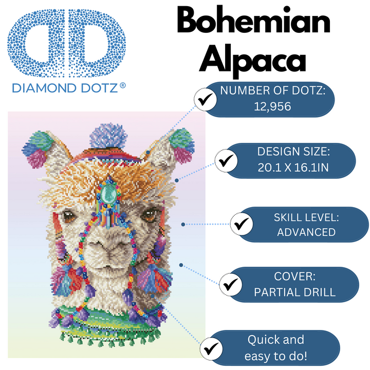 Diamond Dotz Bohemian Alpaca - 20.1 x 16.1 in
