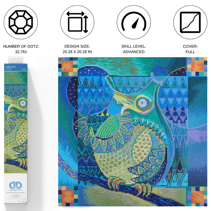 Diamond Dotz Indian Owl - 20.28 x 20.28 in