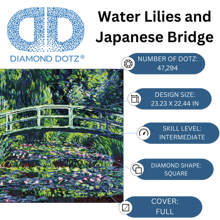 Diamond Dotz Water Lilies and Japanese Bridge - 23.23 x 22.44 in