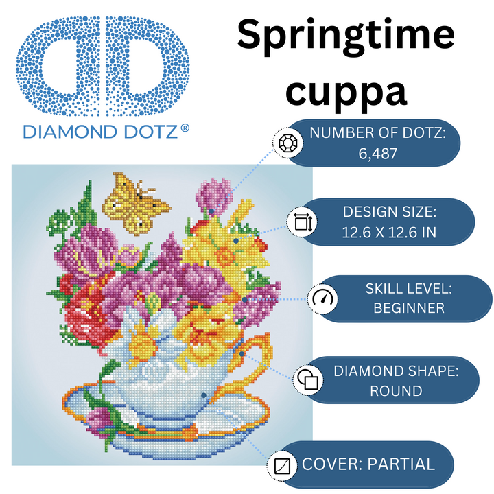 Diamond Dotz Springtime Cuppa - 6.3 x 6.3 in