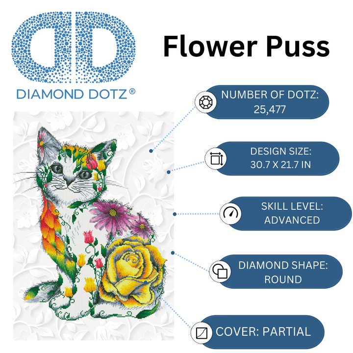 Diamond Dotz Flower Puss - 30.7 x 21.7 in