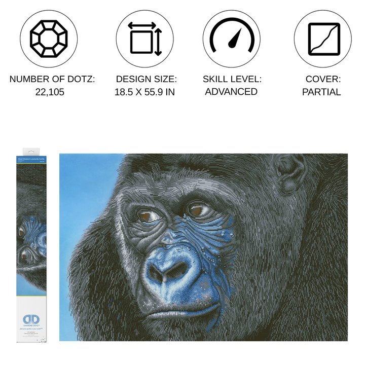 Diamond Dotz Kibali Western Lowland Gorilla - 39.4 x 25.6 in