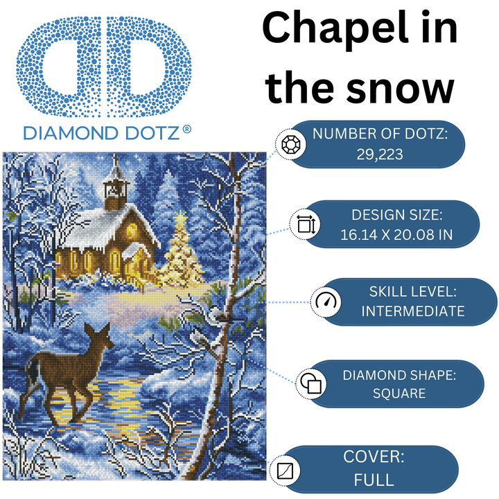 Diamond Dotz Chapel in the Snow - 16.14 x 20.08 in