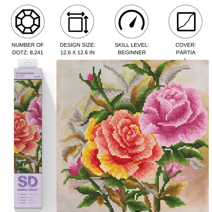 Diamond Dotz Timeless Roses - 12.6 x 12.6 in