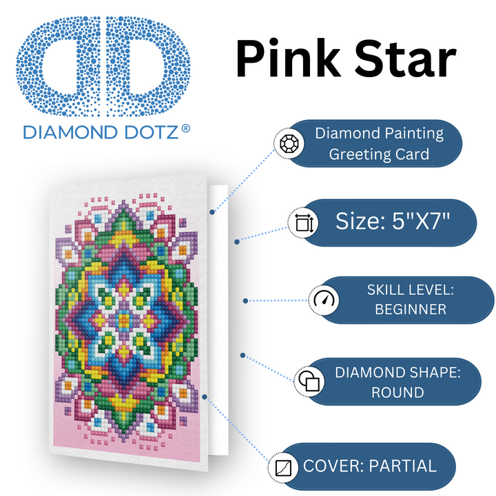 Diamond Dotz Pink Star - Diamond Painting Greeting Card