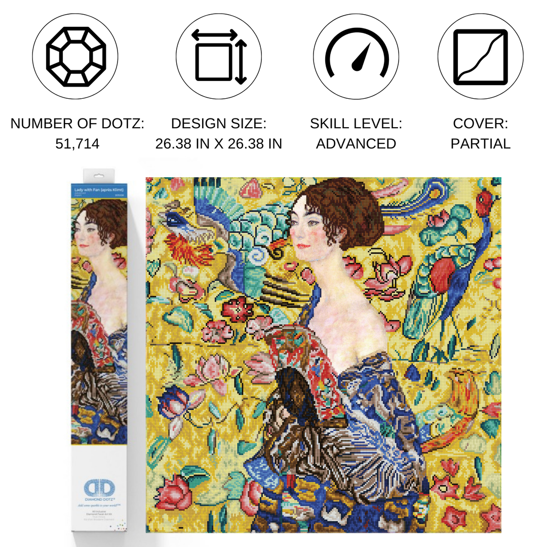 Diamond Dotz Lady with Fan (après Klimt) - 26.38 x 26.38 in
