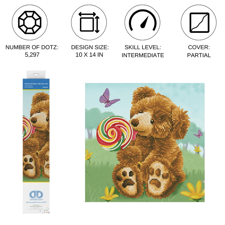 Diamond Dotz Honey Pot Bear: Lolly Pop Lick - 11 x 11 in