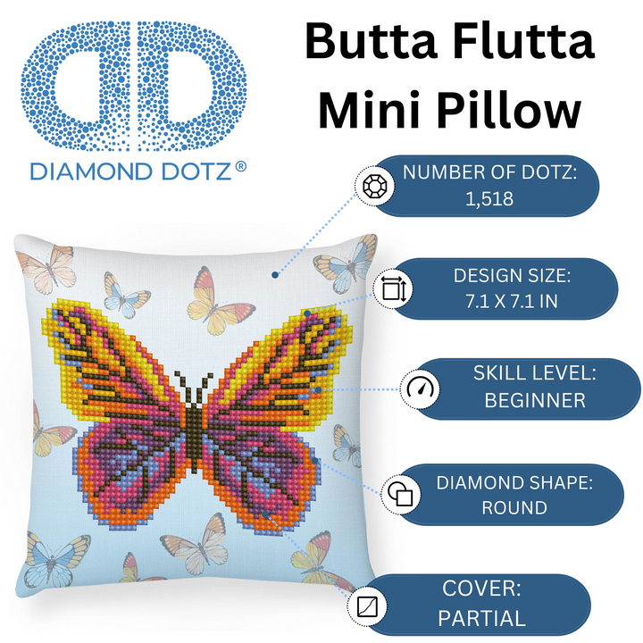 Diamond Dotz Butta Flutta Mini Pillow - 7.1 x 7.1 in