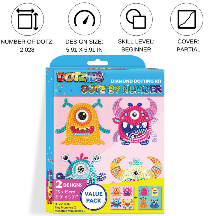 Diamond Dotz DOTZIES Tiny Monsters 2 Diamond Painting - 5.9" x 5.9"