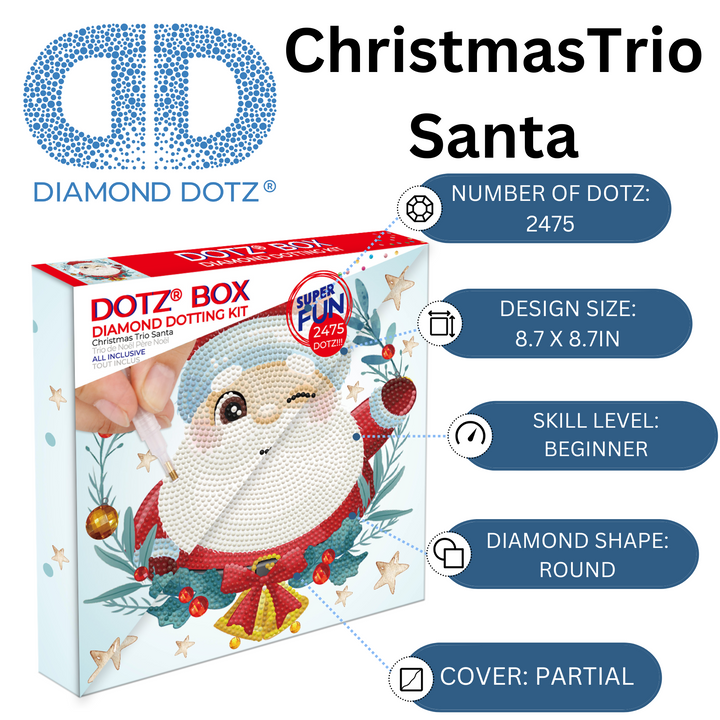 Diamond Dotz Christmas Trio Santa - 8.7 x 8.7 in